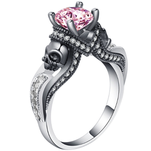 Bague Fine Tête de Mort Rose