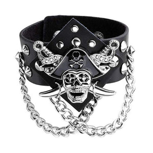 Bracelet Pirate Cuir noir