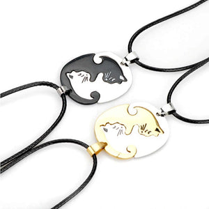 Collier Yin Yang Couple Deux Parties Séparable Détachable