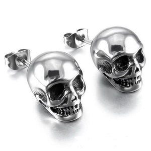 Boucles d'Oreille Tête de Mort Strass argent