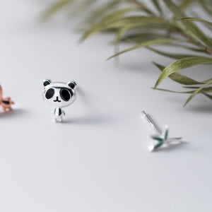 Boucle d'Oreille Panda en Argent