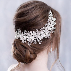 Tiare de Mariage à Fleurs pour Femme argent