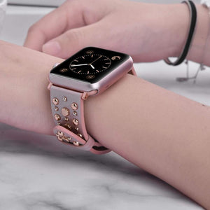 Leren band met klinknagel voor Apple Watch