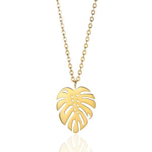 Collier Tropical Feuille de Palmier or