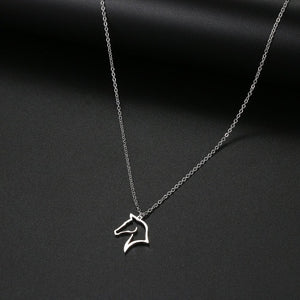 Collier Pendentif Tête de Cheval Minimaliste argent