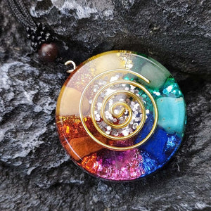 Pendentif Pierre Orgonite 7 chakras & Collier Homme femme