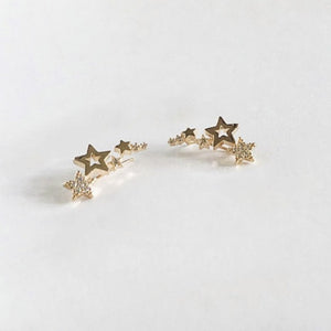 Boucles D'Oreilles Étoiles Piercing or