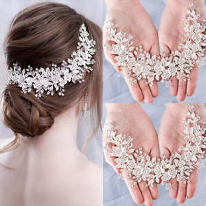 Tiare de Mariage à Fleurs pour Femme argent