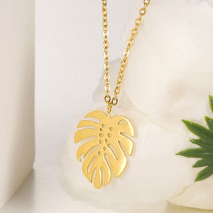 Collier Tropical Feuille de Palmier or