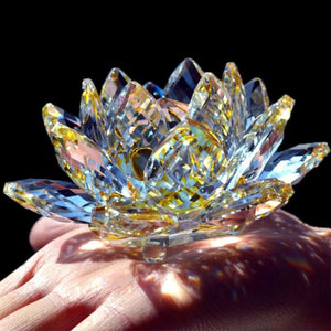 Ornement Fengshui en Verre Crystal  "Fleur de quartz" - Guérison, Bouddhisme, Méditation