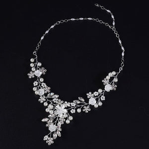 Collier de Mariage Fleurs argent