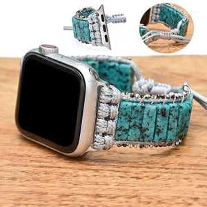 Bracelet Apple Watch Pierre Naturelle bleu azur