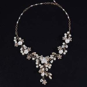 Collier de Mariage Fleurs or