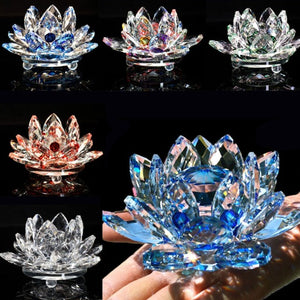 Ornement Fengshui en Verre Crystal  "Fleur de quartz" - Guérison, Bouddhisme, Méditation