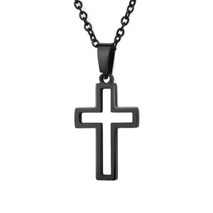 Collier Chrétien Pendentif Croix de Jésus Homme Femme noir