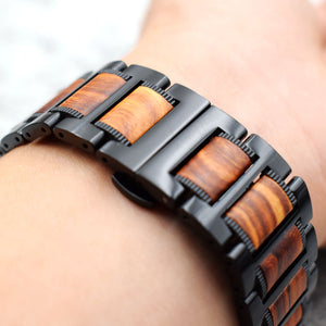 Bracelet Apple Watch en Bois brun et noir