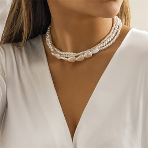 Collier de Perles Blanches Ras de Cou Femme