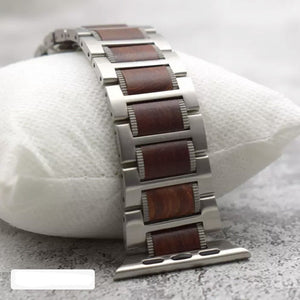 Bracelet Apple Watch en Bois argent et brun