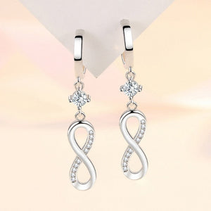 Boucles D'Oreilles Symbole Infini Pendantes Femme