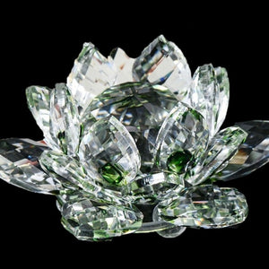 Ornement Fengshui en Verre Crystal  "Fleur de quartz" - Guérison, Bouddhisme, Méditation vert