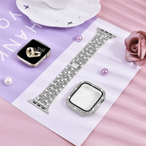 Bracelet Apple Watch avec Boîtier Diamants argent