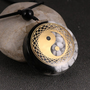 Pendentif Pierre Orgonite & Collier Homme femme Protection Méditation yin yang