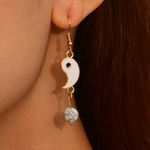 Boucles d'Oreilles Pendantes Yin Yang Or & Argent or