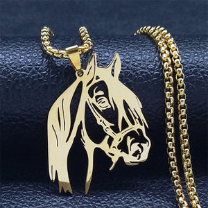 Collier Tête de Cheval Pendentif Femme Fille cheval simple or