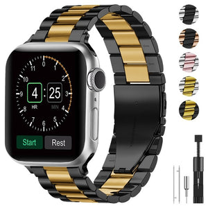 Bracelet Apple Watch en Metal noir et or