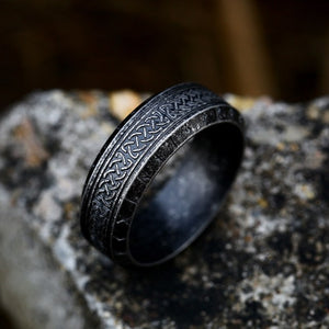 Bague Viking Ancienne avec Runes noir