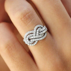 Bague Symbole Infini Entrelacé Anneau Femme Zircons