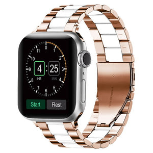 Bracelet Apple Watch en Métal or rose et blanc