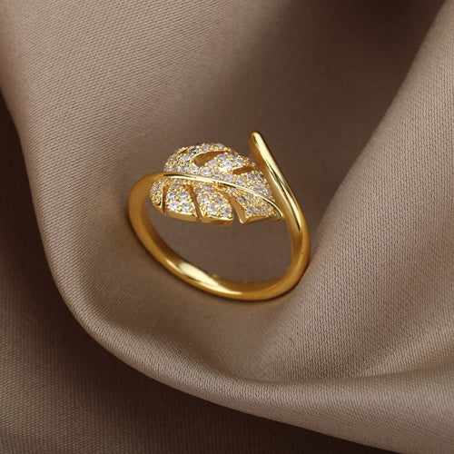 Palmblad Ring Goud