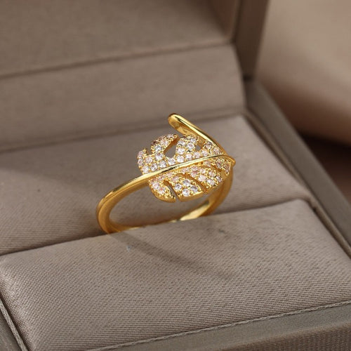 Palmblad Ring Goud