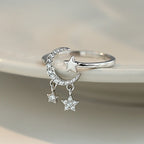Bague Lune et Etoile Femme Anneau Astres