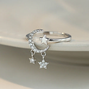 Bague Lune et Etoile Femme Anneau Astres