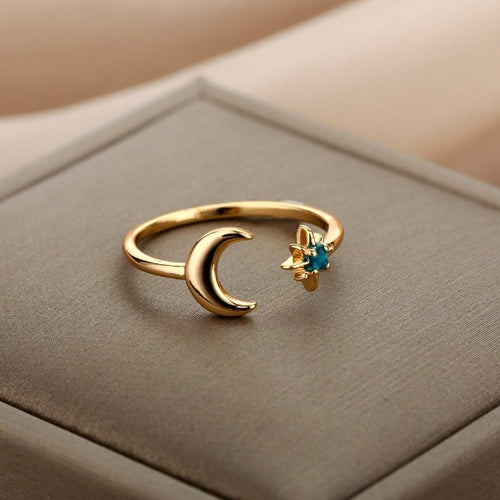 Ring Maan Dames Ring Sterren goud
