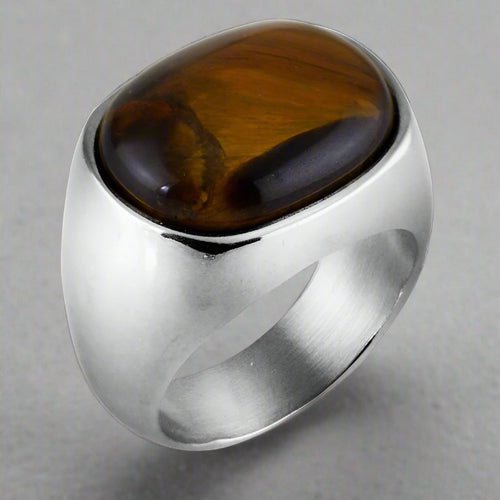 Ring Tijgeroog en zilver