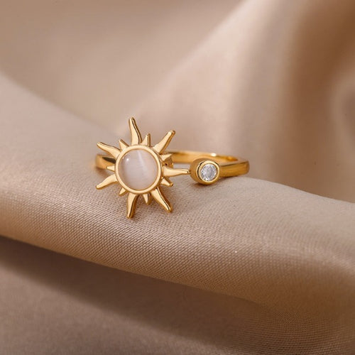 Zonne Ring Dames Opalen Steen Sterrenring Goud