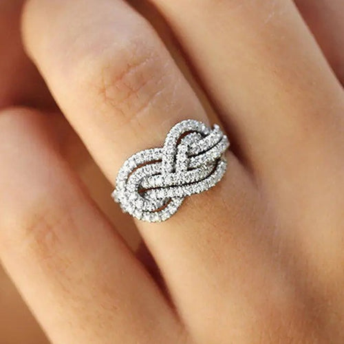 Oneindigheidssymbool Ring Verstrengelde Damesring met Zirconia