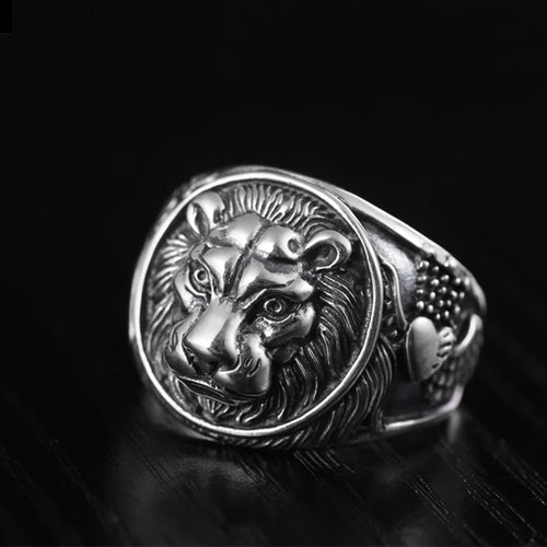 Zilveren Leeuwenkop Ring