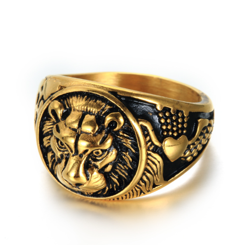 Gouden Leeuwenkop Ring