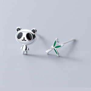 Boucle d'Oreille Panda Argent