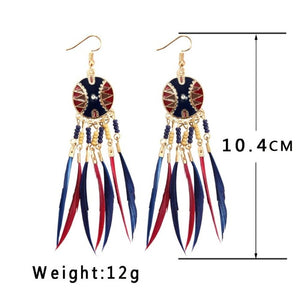 Boucle d'Oreille Ethnique Africaine bleu et rouge