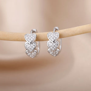 Boucles d'Oreilles Coeurs Or - Argent argent