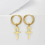 Boucles d'Oreilles Egyptiennes Croix D'Ankh Femme or