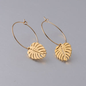 Boucles d'Oreilles Feuille de Palmier Or