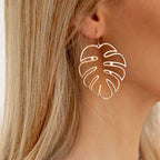 Boucles d'Oreilles Tropicales Feuille de Palmier argent