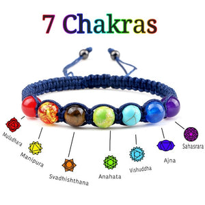 Bracelet 7 Chakras Tressé Gourmette Homme Femme Vraies Pierres