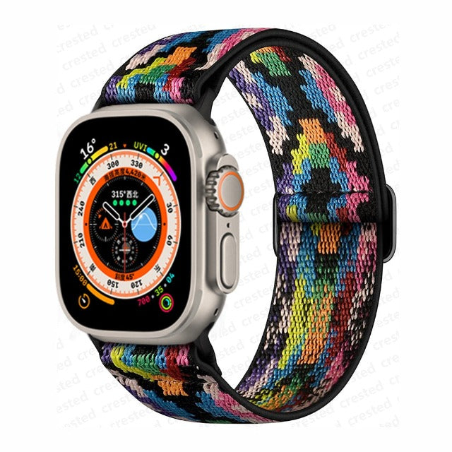 Bracelet Apple Watch en Nylon Tissé arc-en-ciel